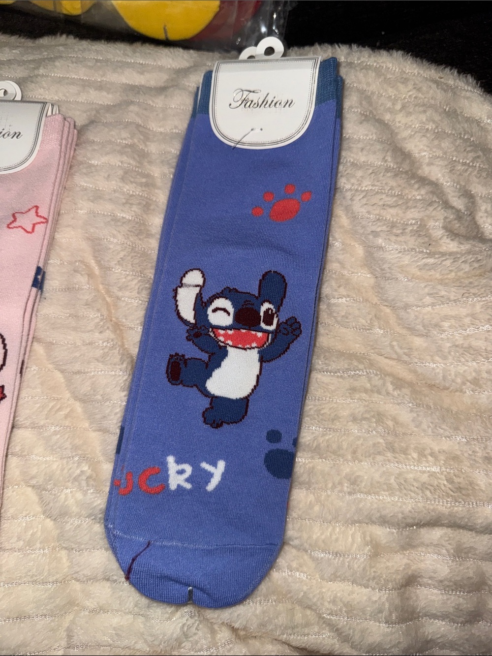 Stitch NWT Cute Cartoon Dog Crew Socks - Pastel Green, Pink, Blue, Peach - Picture 3 of 5